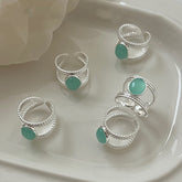 Emerald Echo · Double Layer Green Gem Ring